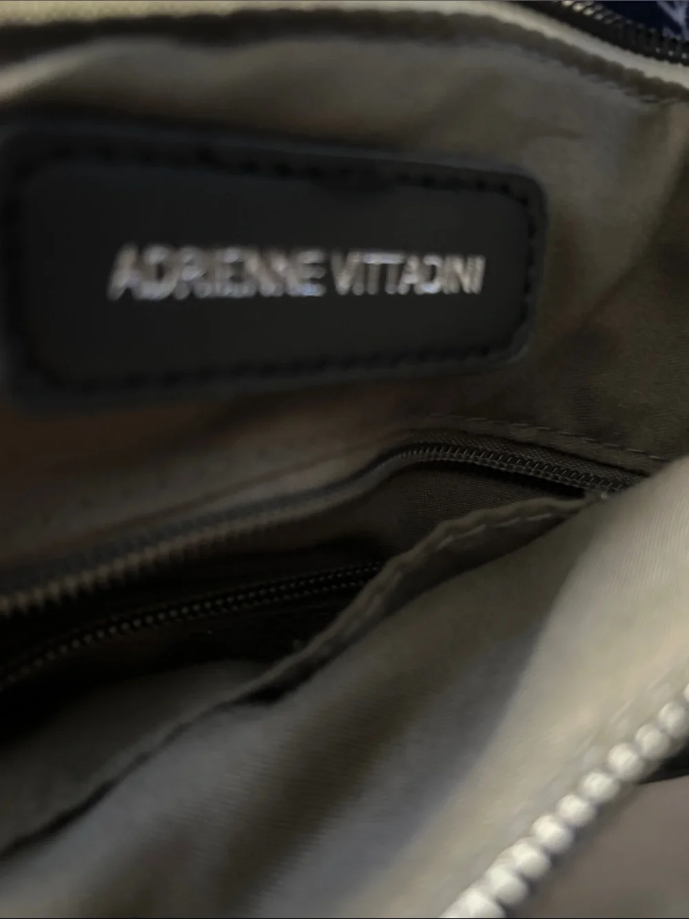 Adrienne Vittadini White and Black Trim Messenger Bag